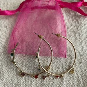 Gold hoops with hanging gems